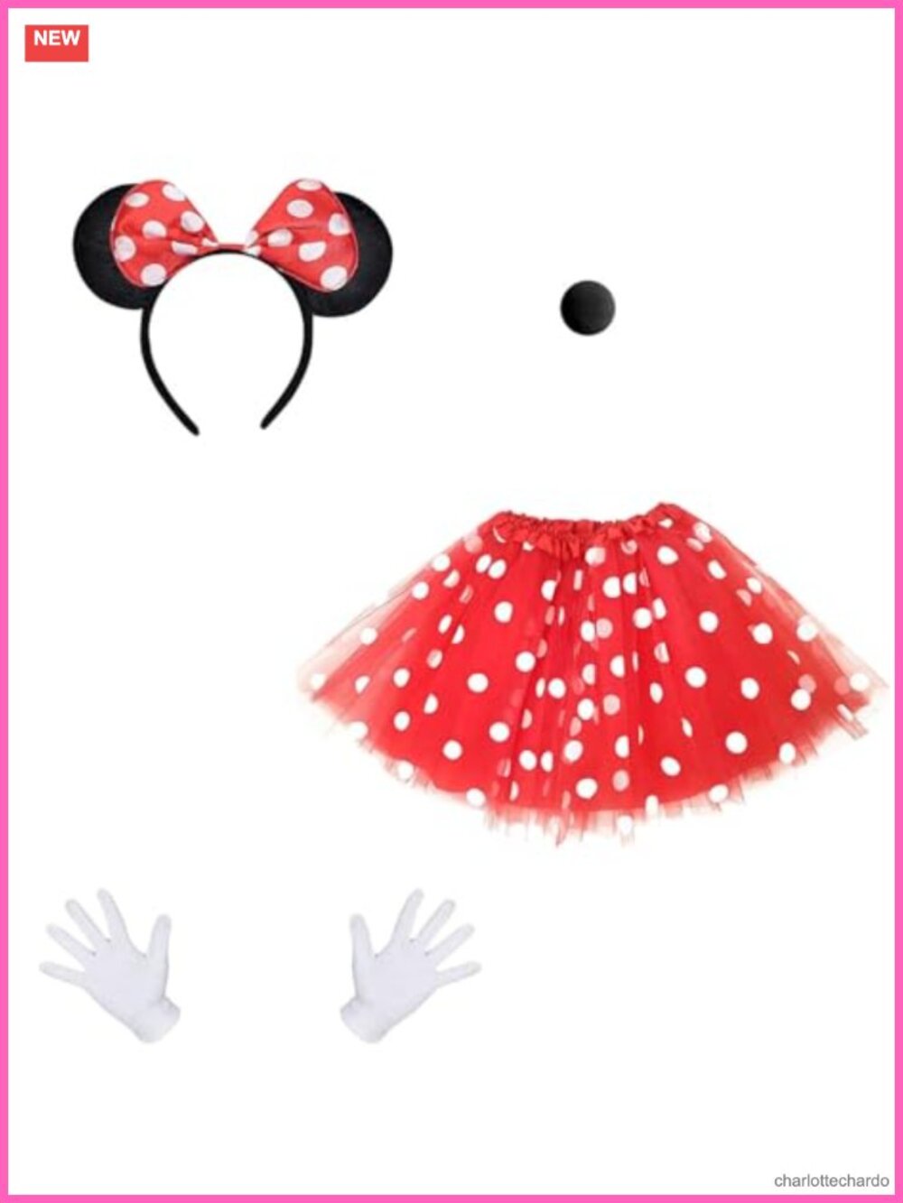 4Pc Mouse Costume Set Ears Headband Bow Gloves Nose Tutu Cosplay Halloween